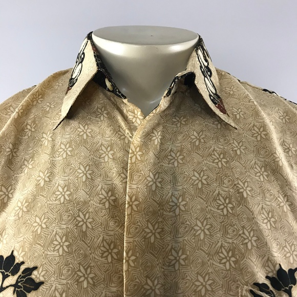 Indonesian Batik Maswanto by Erawan jaya  lined button down shirt - Picture 3 of 8